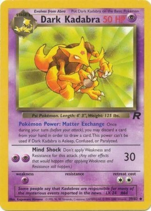 Pokemon Team Rocket Uncommon Dark Kadabra #39 Damaged、ToyWiz、kayou
