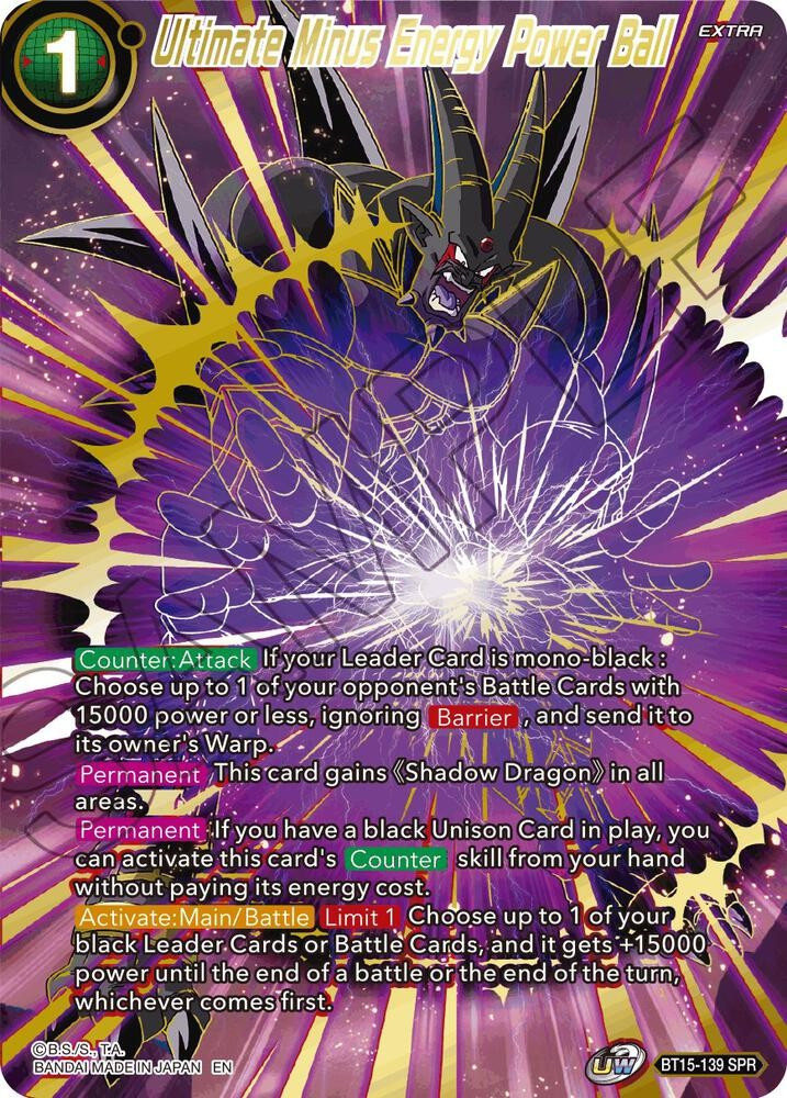 Dragon Ball Super: Masters Trading Card Game Saiyan Showdown Special Rare Ultimate Minus Energy Power Ball BT15-139 SPR、ToyWiz、kayou