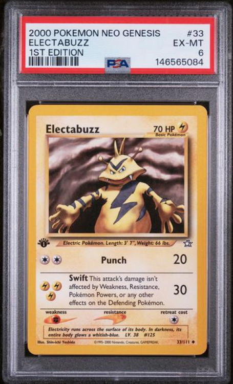 Nintendo Pokemon Neo Genesis Uncommon Electabuzz #33 1st Edition PSA 6、ToyWiz、kayou