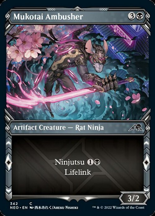 MtG Trading Card Game Kamigawa Neon Dynasty Common Mukotai Ambusher #342 Showcase FOIL、ToyWiz、kayou
