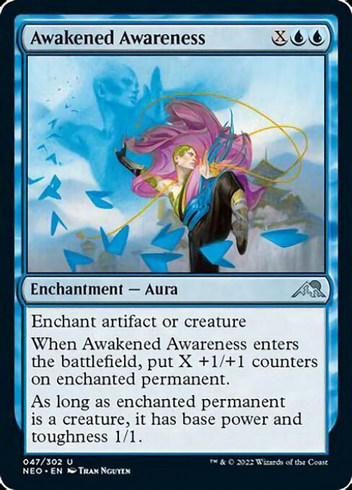 MtG Trading Card Game Kamigawa Neon Dynasty Uncommon FOIL Awakened Awareness #47、ToyWiz、kayou