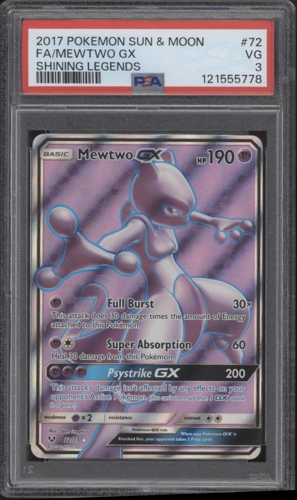 Mewtwo GX Pokemon Shining Legends Full Art #72 PSA 3、Collector Store LLC Gaming、kayou