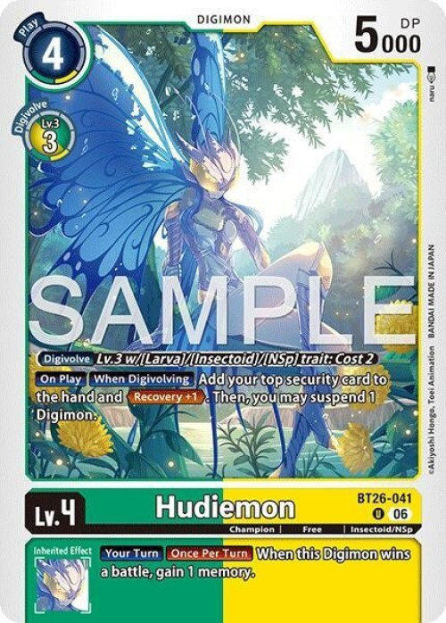 Digimon Trading Card Game Timeless Bonds Uncommon Hudiemon BT26-041、ToyWiz、kayou