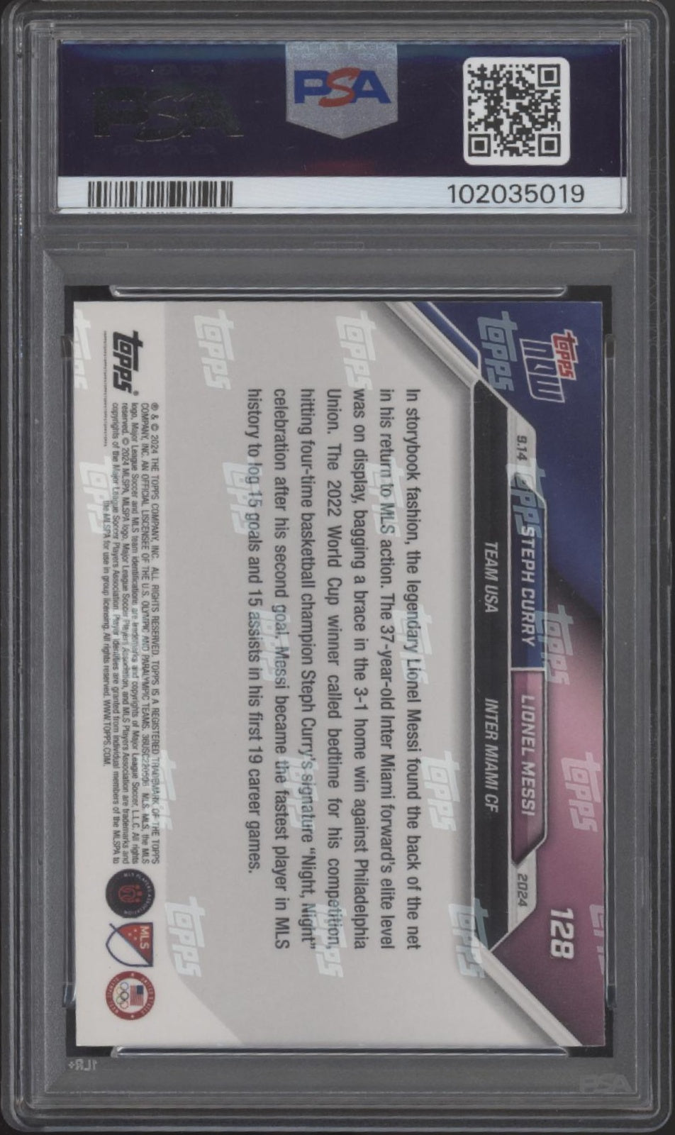 Steph Curry / Lionel Messi 2024 Topps Now MLS #128 PSA 10、Collector Store LLC、kayou