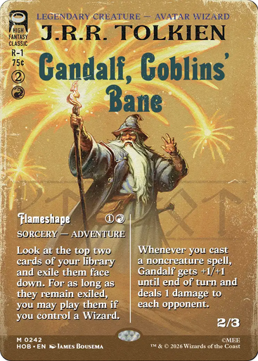 Gandalf, Goblins' Bane // Flameshape (Borderless Book Cover Foil) | The Hobbit、Magic: The Gathering、kayou