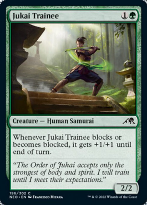 MtG Trading Card Game Kamigawa Neon Dynasty Common FOIL Jukai Trainee #196、ToyWiz、kayou