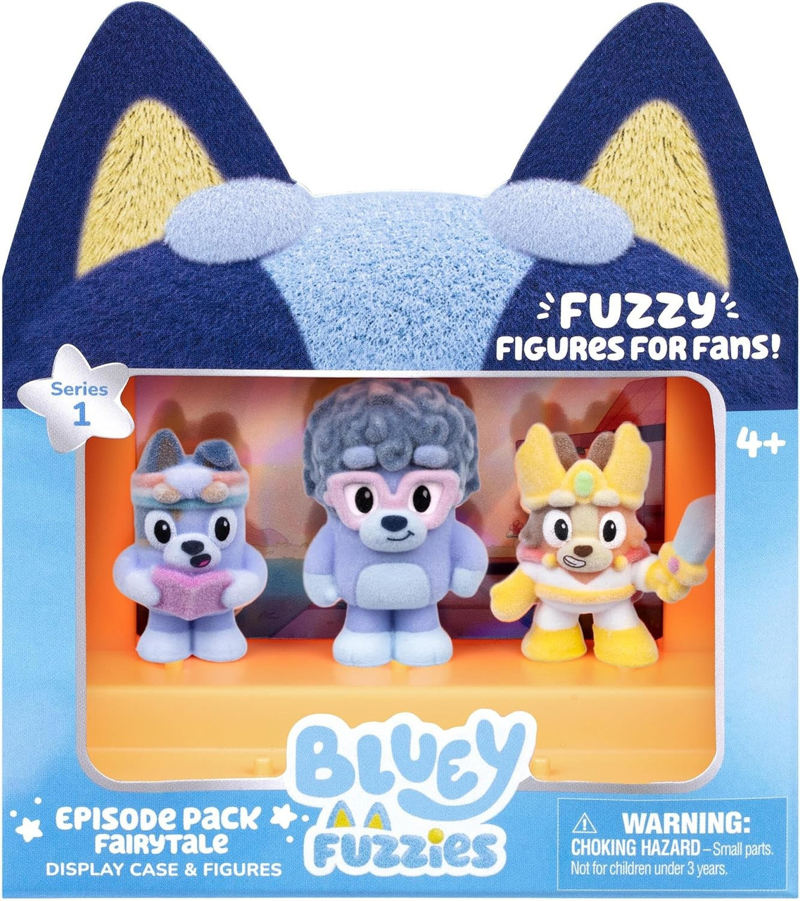 Bluey Fuzzies Episode Pack Fairytale 2-Inch Display Case & 3 Flocked Figures Chilli, Stripe, & Nana、ToyWiz、kayou