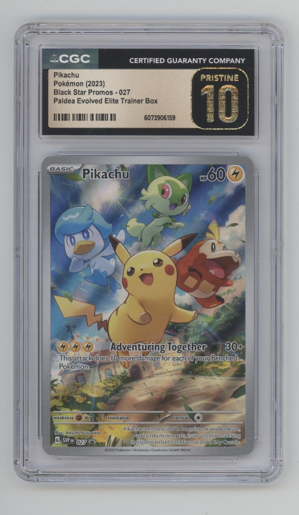 Pikachu Pokemon Paldea Evolved ETB Black Start Promo #027 CGC 10 Pristine、Collector Store LLC Gaming、kayou