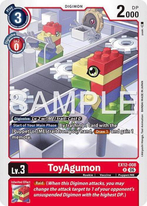 Digimon Trading Card Game Digital World Shambala Rare ToyAgumon EX12-008、ToyWiz、kayou