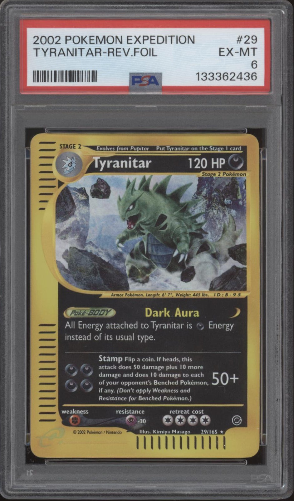 Tyranitar Pokemon Expedition Reverse Holo #29 PSA 6、Collector Store LLC Gaming、kayou