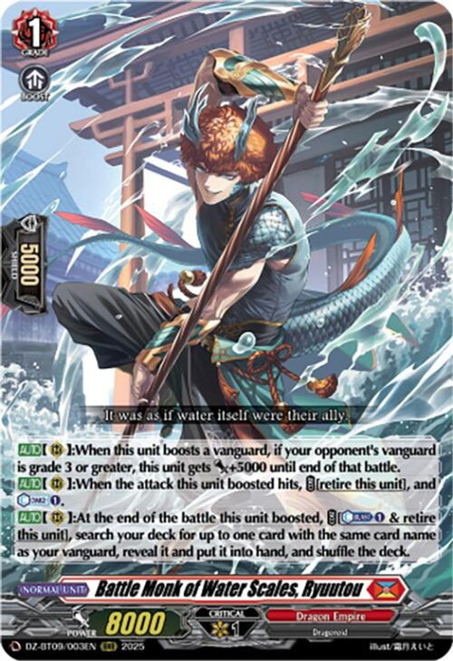 Cardfight Vanguard Trading Card Game Super Brave Detonation Triple Rare Battle Monk of Water Scales, Ryuutou DZ-BT09/003EN、ToyWiz、kayou
