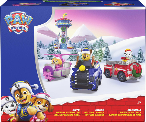 Paw Patrol Skye Holiday Helicopter, Chase Holiday Cruiser & Marshall Holiday Fire Truck Vehicle、ToyWiz、kayou