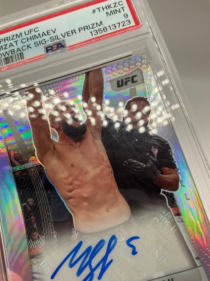 Khamzat Chimaev 2023 Panini Prizm Throwback Signature Silver Prizm Auto PSA 9、Collector Store LLC、kayou