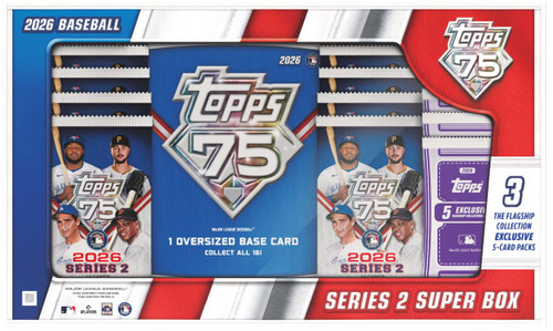 MLB Topps 2026 Series 2 Baseball Trading Card SUPER BOX 12 Packs, 3 Flagship Collection Packs & 1 Oversized Card、ToyWiz、kayou