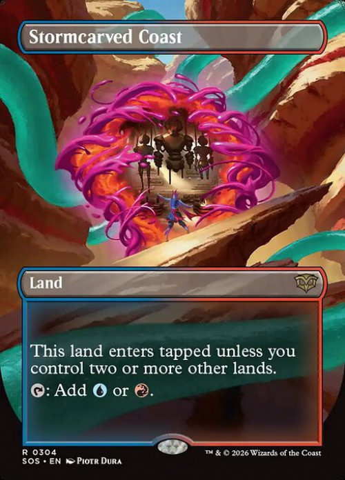 MtG Secrets of Strixhaven Rare Stormcarved Coast #304 Borderless Snow Land FOIL、ToyWiz、kayou