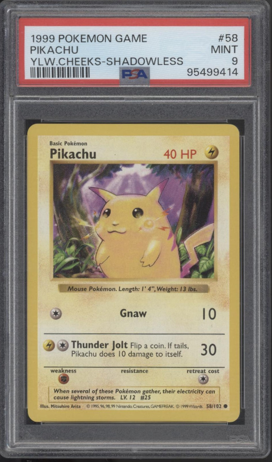 Pikachu Pokemon Base Set Yellow Cheeks Shadowless #58 PSA 9、Collector Store LLC Gaming、kayou
