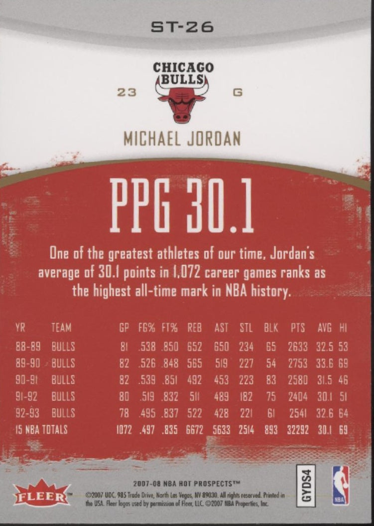 Michael Jordan 2007-08 Fleer Hot Prospects Stat Tracker #ST-26、Collector Store LLC、kayou
