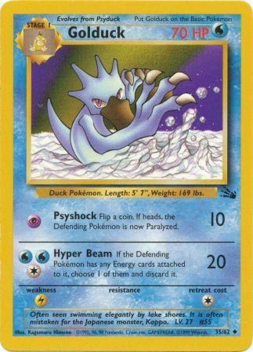 Pokemon Fossil Uncommon Golduck #35 Moderately Played、ToyWiz、kayou