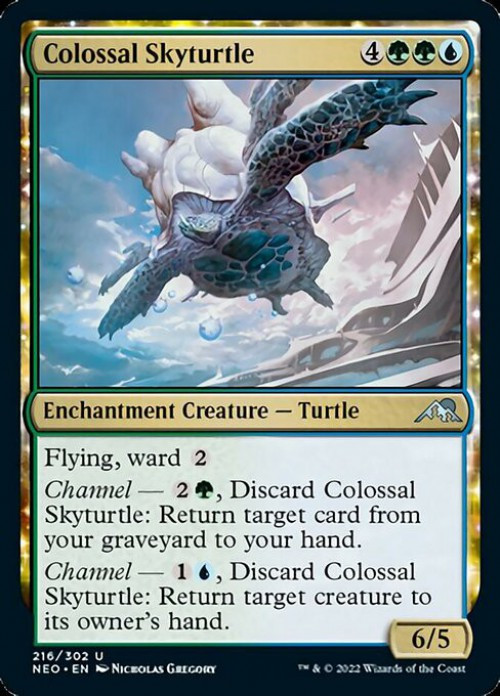 MtG Trading Card Game Kamigawa Neon Dynasty Uncommon FOIL Colossal Skyturtle #216、ToyWiz、kayou