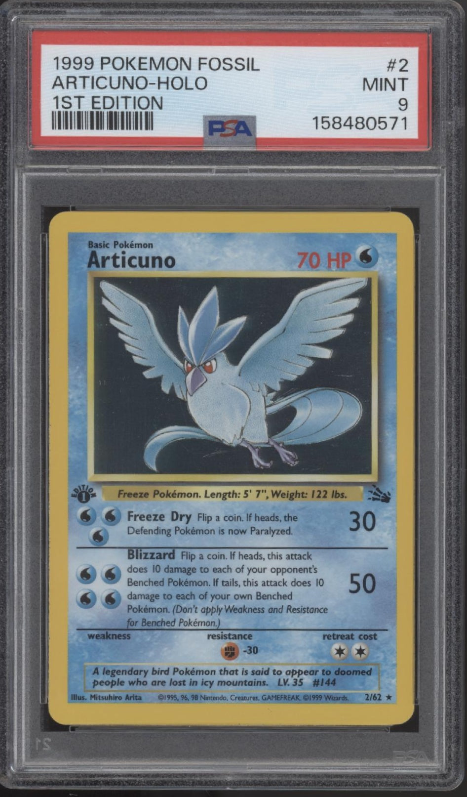 Articuno Pokemon Fossil Holo 1st Edition #2 PSA 9、Collector Store LLC Gaming、kayou
