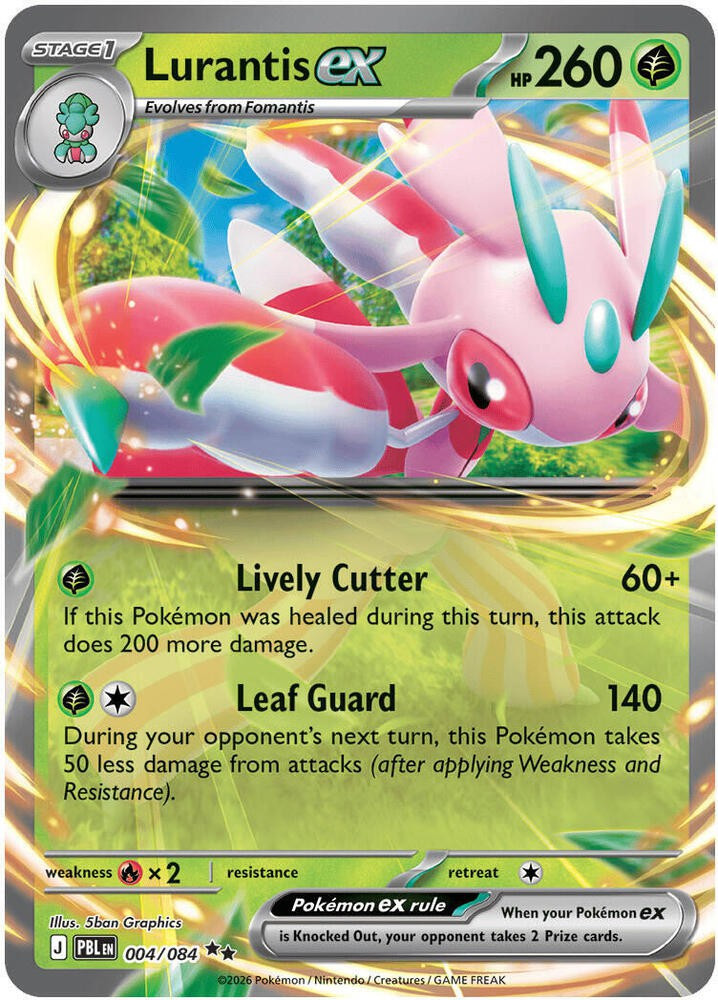 Pokemon Trading Card Game Mega Evolution Pitch Black Double Rare Lurantis ex - 004/084 #4、ToyWiz、kayou