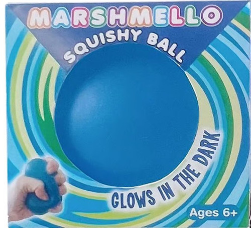 Marshmello Glow-in-the-Dark Squishy Ball BLUE 2.5-Inch Squeeze Toy、ToyWiz、kayou