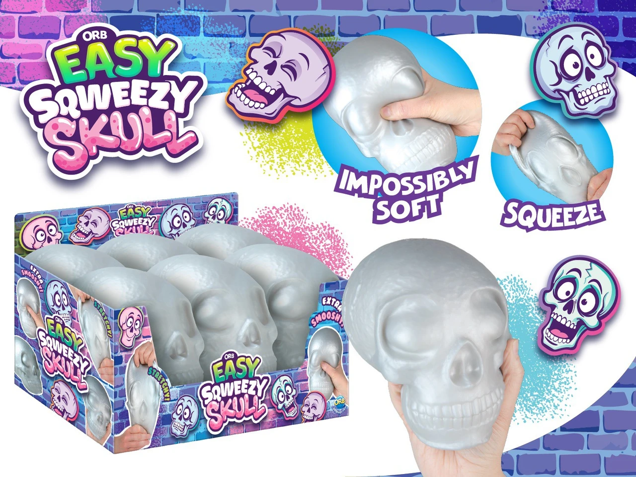 Easy Sqweezy Skull Squishy Squeeze Toy (Pre-Order ships September)、ToyWiz、kayou