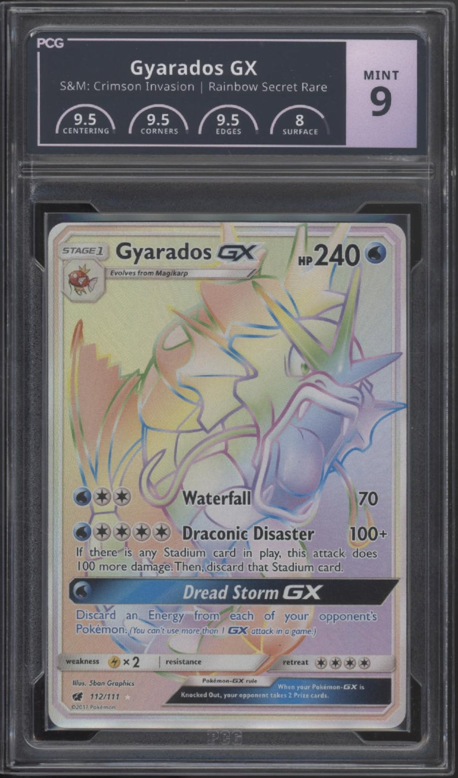 Gyarados GX Pokemon Crimson Invasion Rainbow Secret Rare #112 PCG 9、Collector Store LLC Gaming、kayou