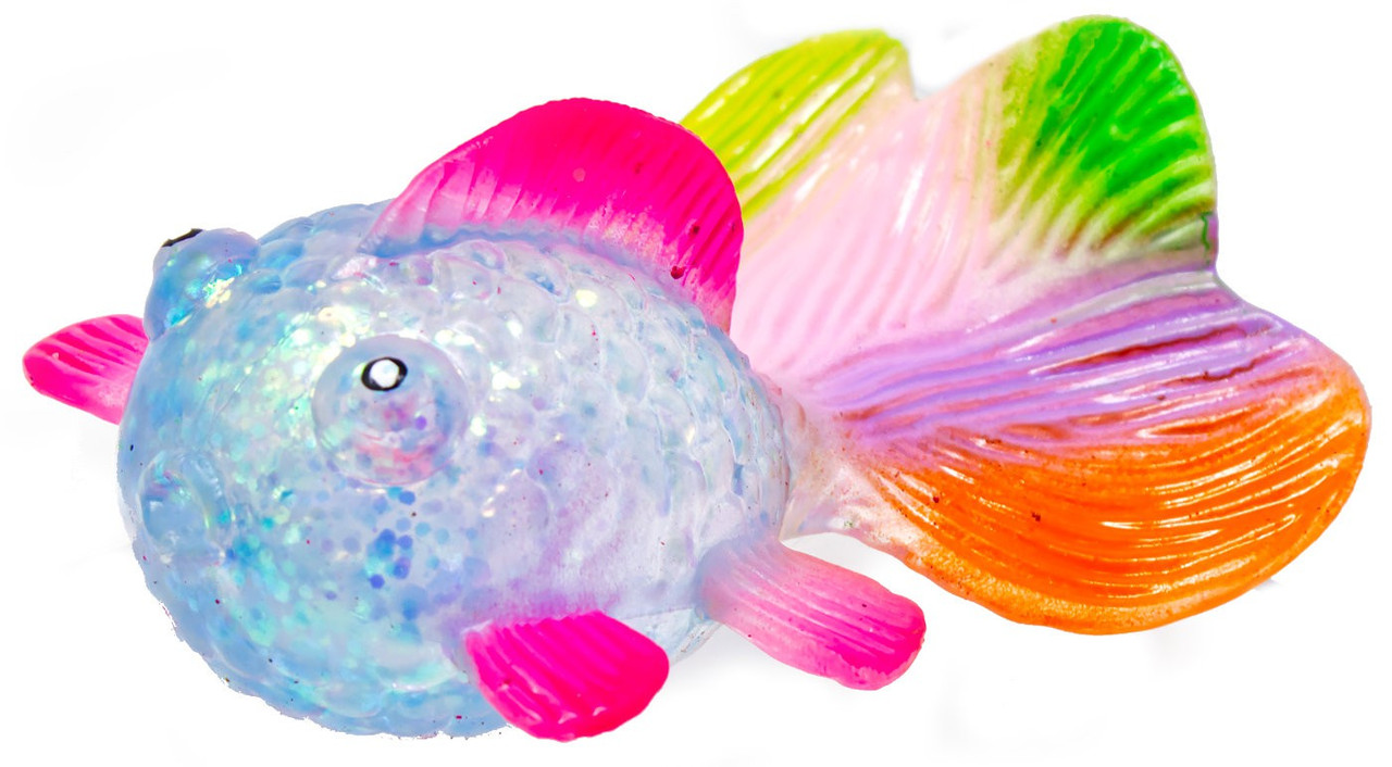 Squish Sparkle Goldfish BLUE 3.5-Inch Squeeze Toy、ToyWiz、kayou