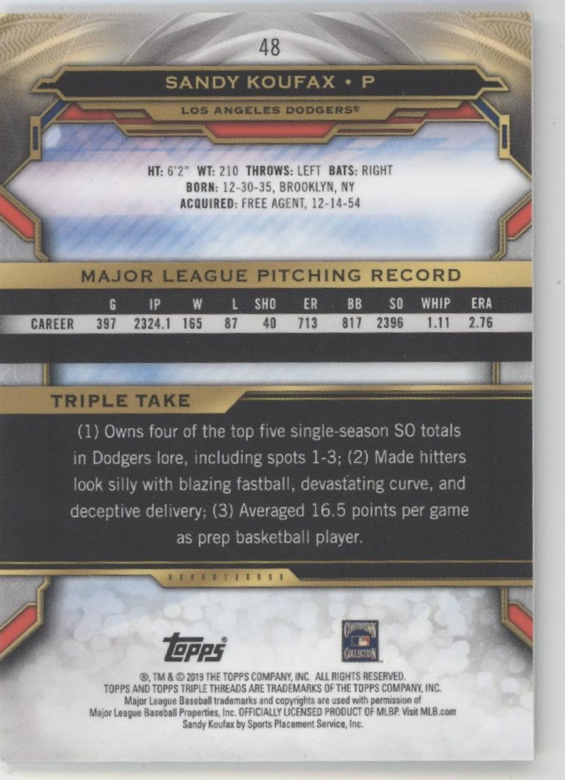 Sandy Koufax 2019 Topps Tribute Gold 58/99 #48、Collector Store LLC、kayou