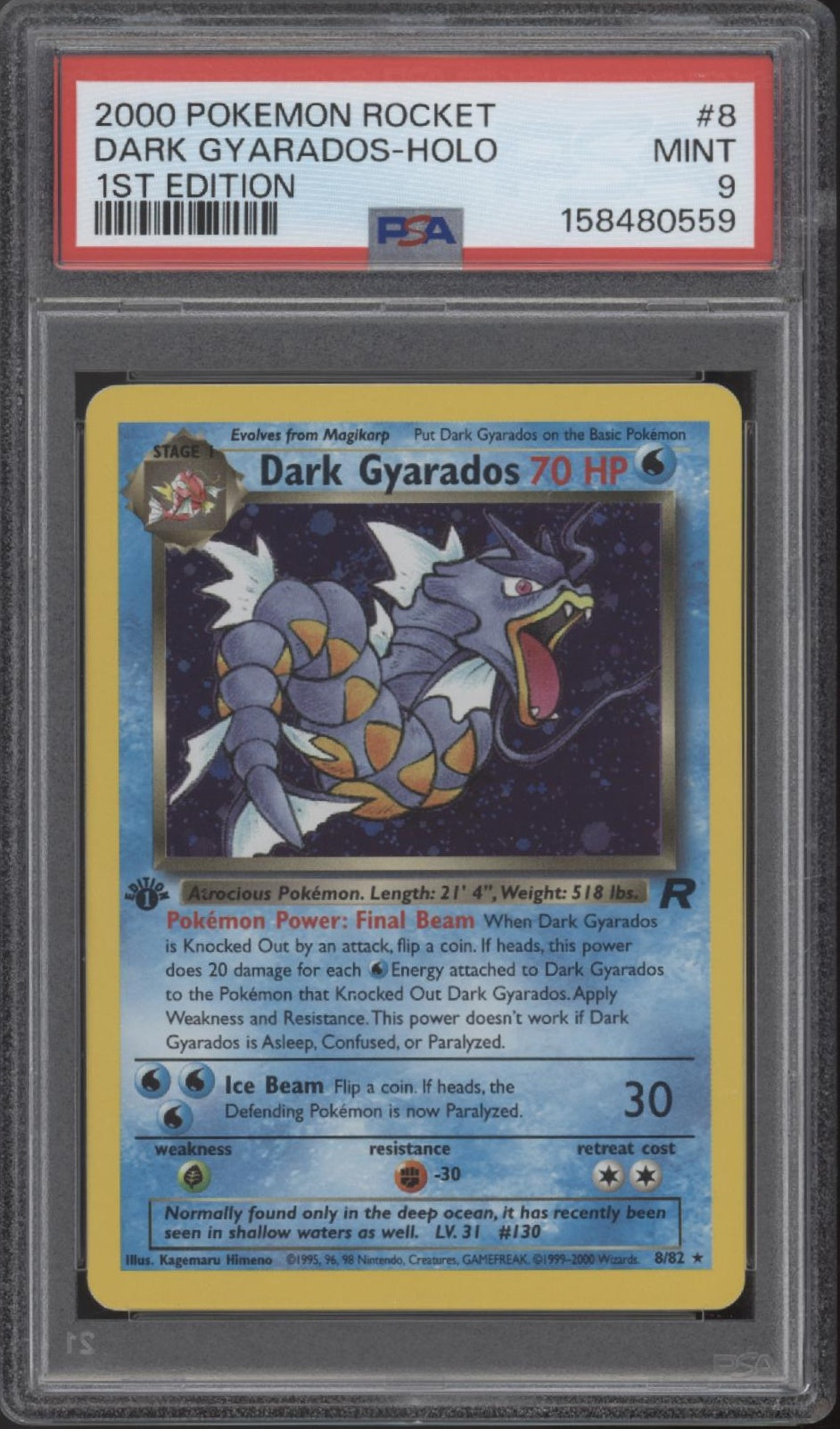 Dark Gyarados Pokemon Team Rocket Holo 1st Edition #8 PSA 9、Collector Store LLC Gaming、kayou
