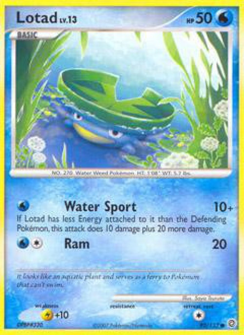 Pokemon Diamond & Pearl Secret Wonders Common Lotad #92 Lightly Played、ToyWiz、kayou