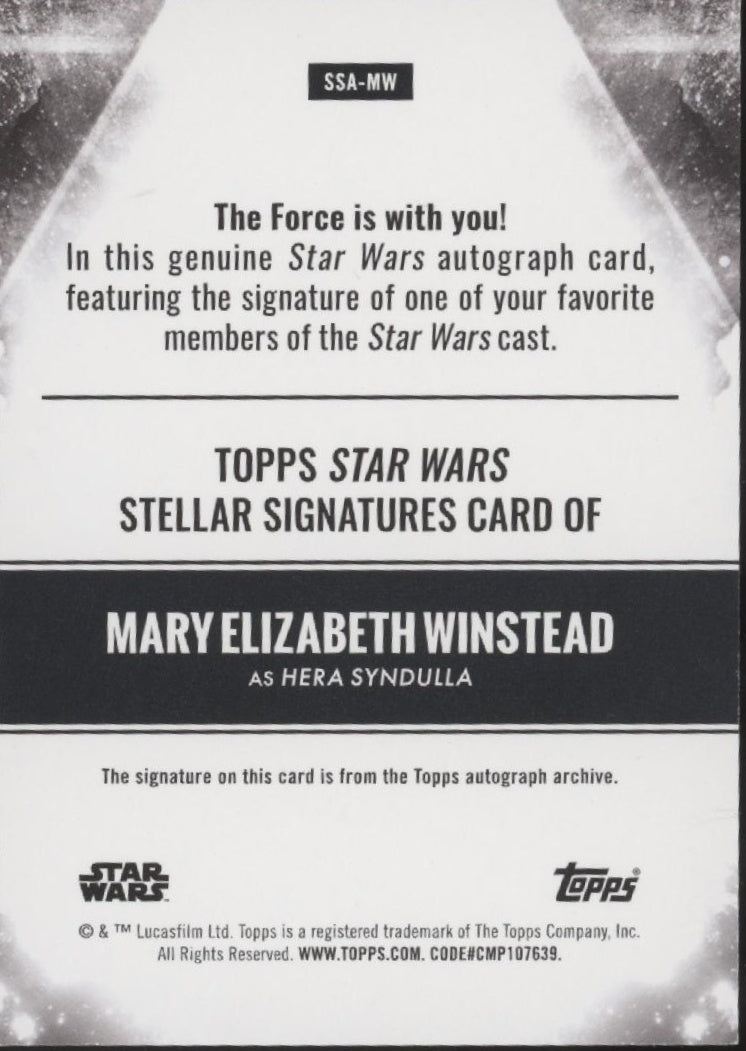Mary Elizabeth Winstead as Her Syndulla 2025 Topps Star Wars Blue Auto 08/25、Collector Store LLC、kayou