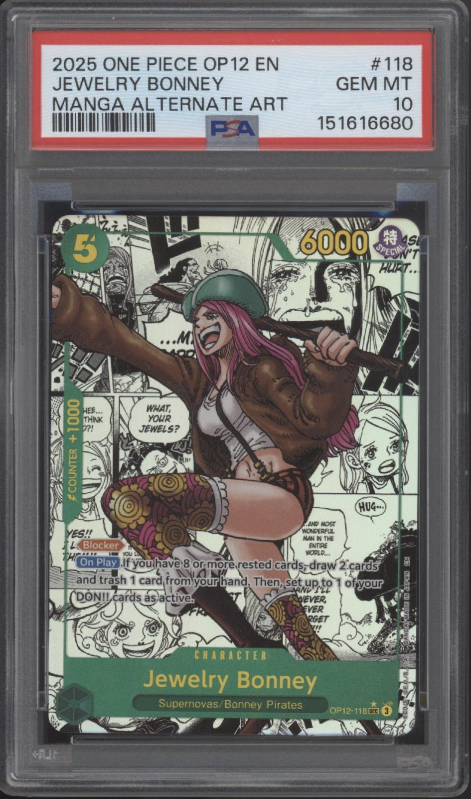 Jewelry Bonney One Piece Card Game OP12 Manga Alternate Art #118 PSA 10、Collector Store LLC Gaming、kayou