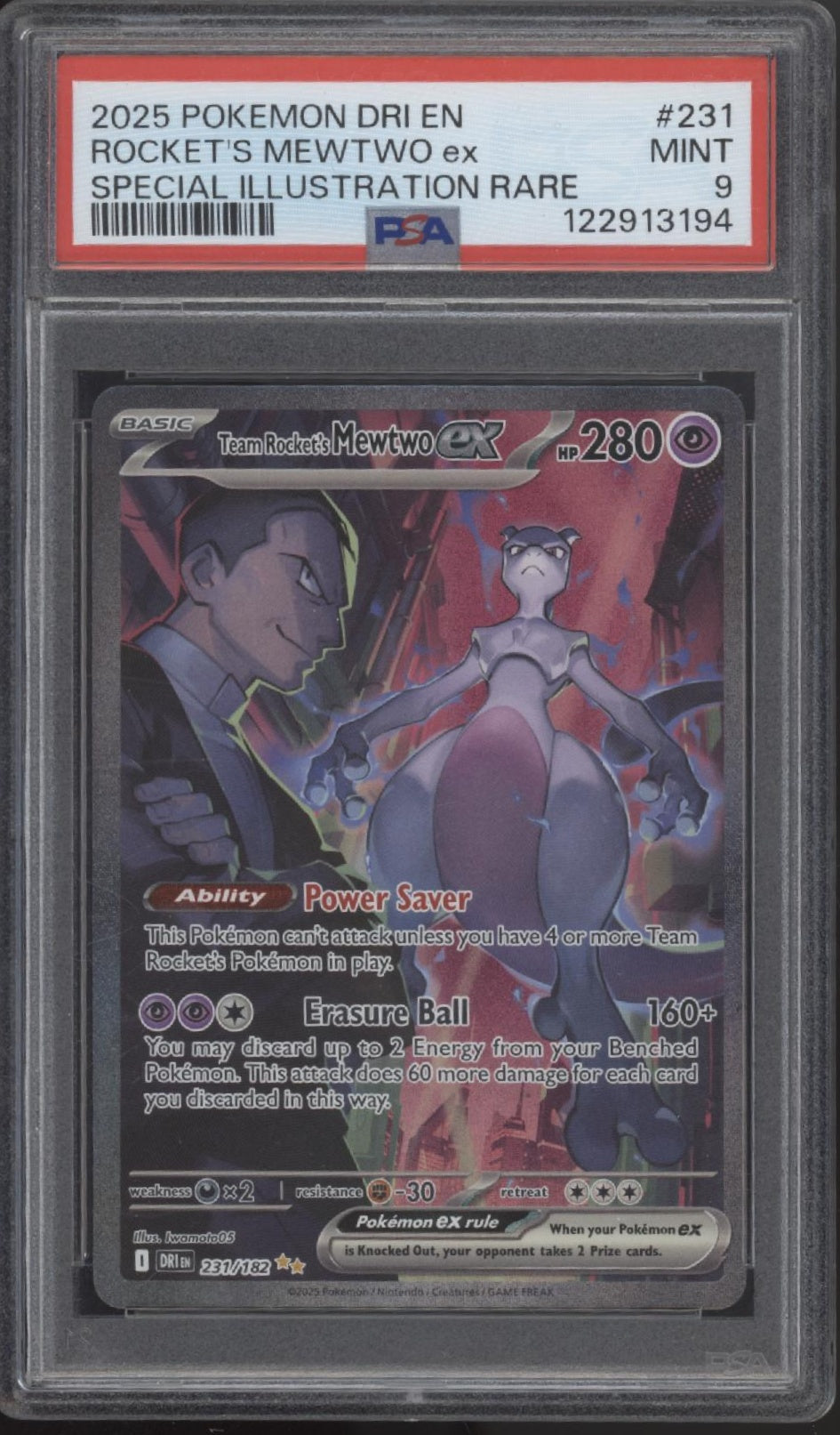 Rocket's Mewtwo ex Pokemon Destined Rivals Special Illustration Rare #231 PSA 9、Collector Store LLC Gaming、kayou