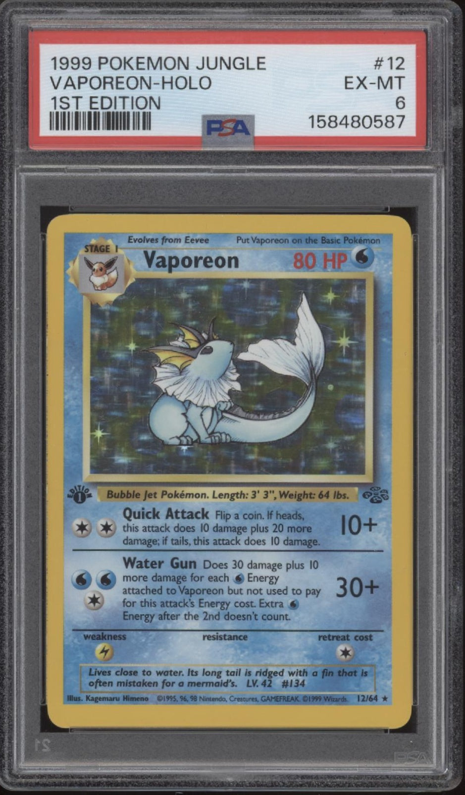 Vaporeon Pokemon Jungle Holo 1st Edition #12 PSA 6、Collector Store LLC Gaming、kayou