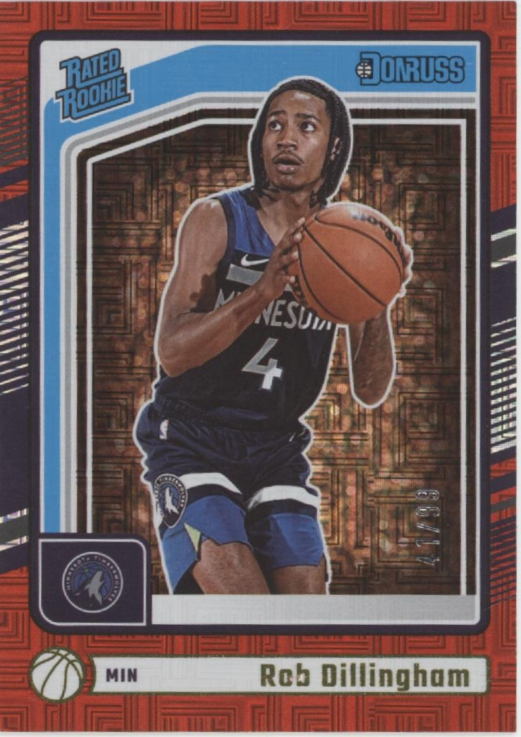 Rob Dillingham 2024-25 Panini Donruss Rated Rookie Red Mojo Prizm RC 41/99 #204、Collector Store LLC、kayou