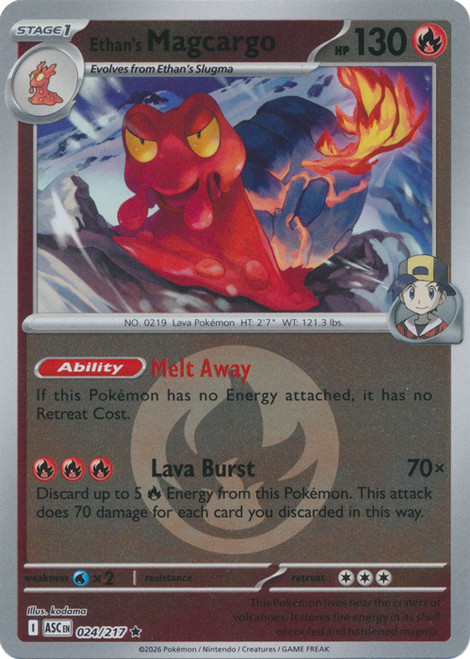 ME Ascended Heroes 024/217 Ethan's Magcargo (Reverse Holo ENERGY SYMBOL)、Pokemon、kayou