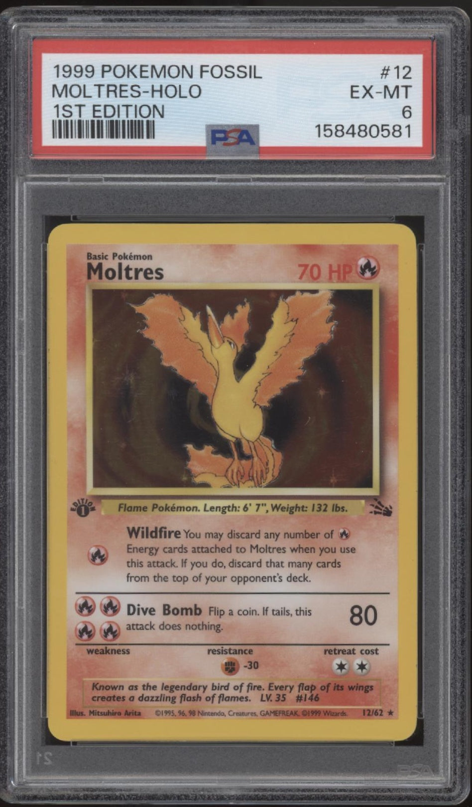 Moltres Pokemon Fossil Holo 1st Edition #12 PSA 6、Collector Store LLC Gaming、kayou