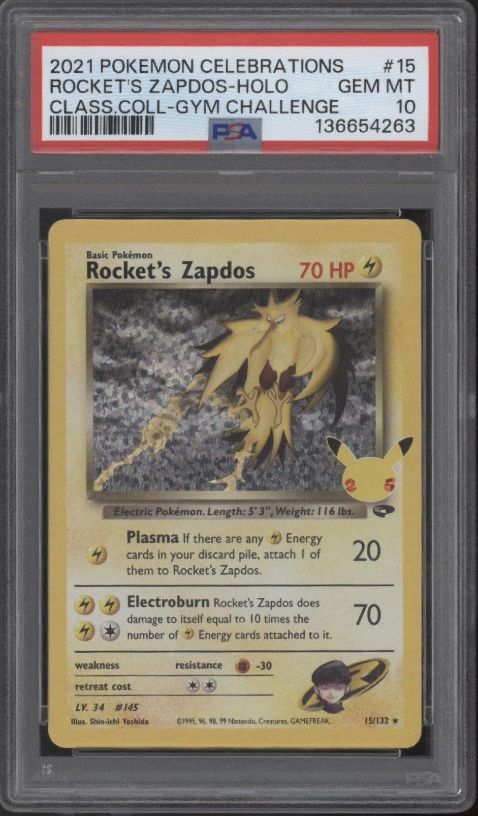 Rocket's Zapdos Pokemon Celebration Classic Collection Gym Challenge Holo PSA 10、Collector Store LLC Gaming、kayou