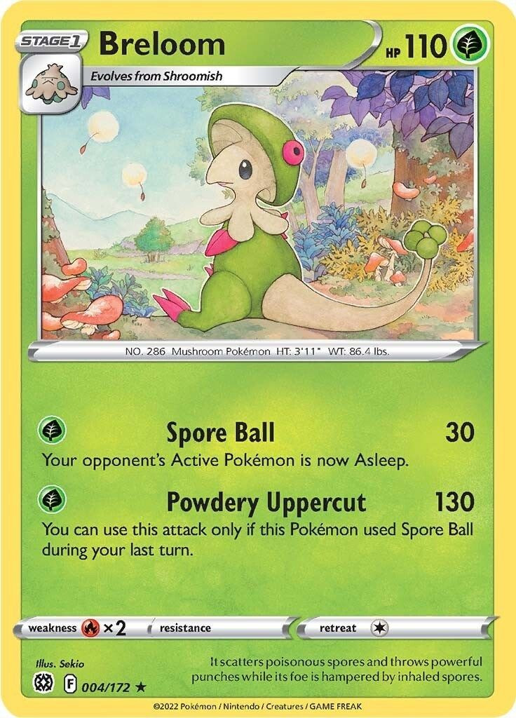 Pokemon Trading Card Game Sword & Shield Brilliant Stars Rare Breloom #4 Reverse Holo Lightly Played、ToyWiz、kayou