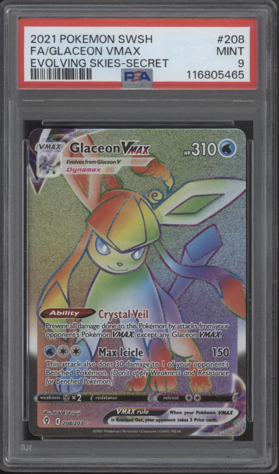 Glaceon VMAX Pokemon Evolving Skies Secret Full Art #208 PSA 9、Collector Store LLC Gaming、kayou