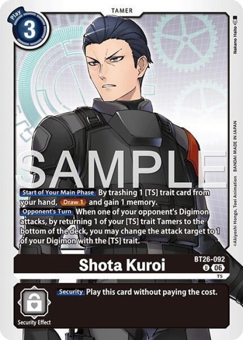 Digimon Trading Card Game Timeless Bonds Uncommon Shota Kuroi BT26-092、ToyWiz、kayou
