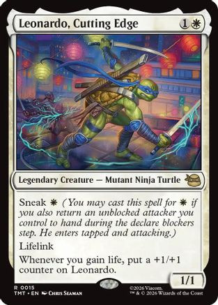 Leonardo, Cutting Edge (TMT-015) - Teenage Mutant Ninja Turtles Foil、Wizards of the Coast、kayou