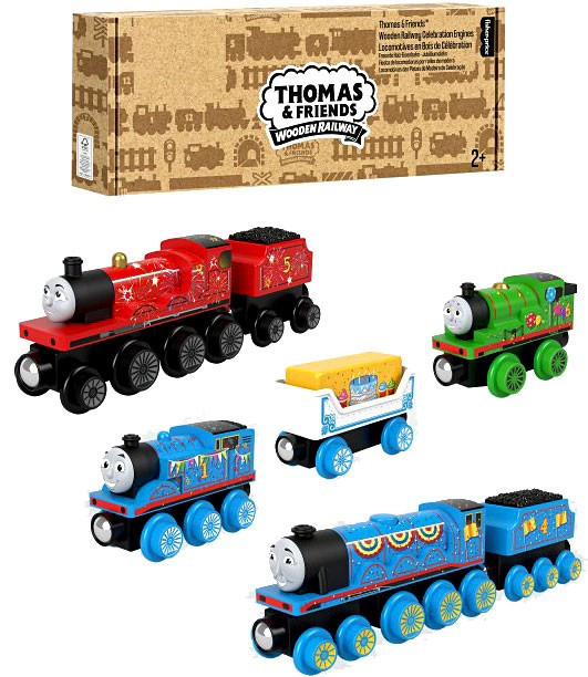 Fisher Price Thomas & Friends Wooden Railway Celebration Engines Train Figure Set、ToyWiz、kayou