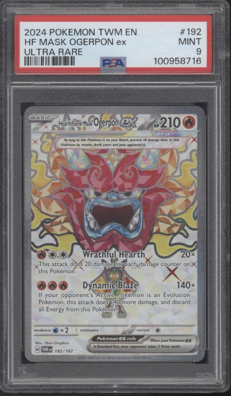 Heartflame Mask Ogerpon ex Pokemon Twilight Masquerade Ultra Rare #192 PSA 9、Collector Store LLC Gaming、kayou