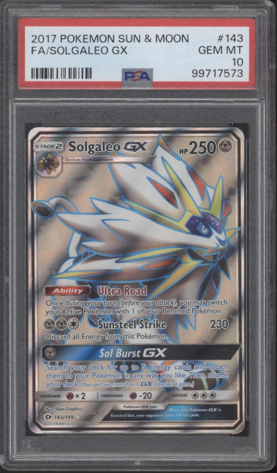 Solgaleo GX Pokemon Sun & Moon Full Art #143 PSA 10、Collector Store LLC Gaming、kayou