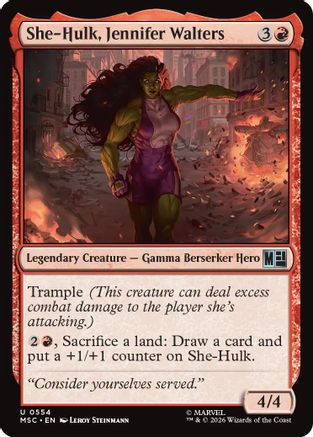 She-Hulk, Jennifer Walters (MSC-554) - Commander: Marvel Super Heroes Foil、Wizards of the Coast、kayou