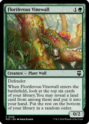 Floriferous Vinewall (Ripple Foil) (M3C-228) - Modern Horizons 3 Commander Foil、Wizards of the Coast、kayou