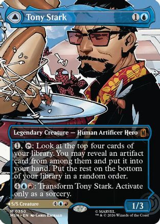 Tony Stark (Borderless) (0350) (MSH-350) - Marvel Super Heroes Foil、Wizards of the Coast、kayou